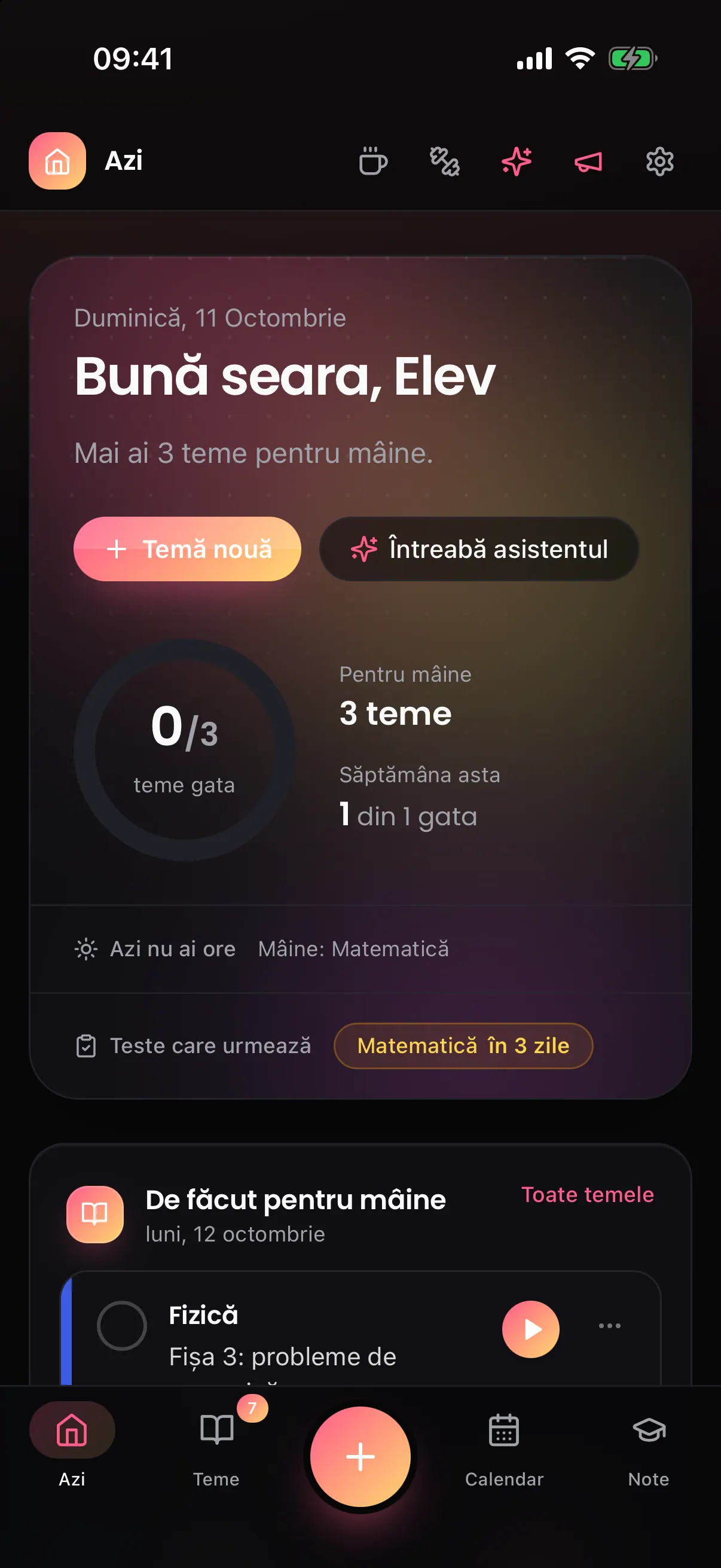 Ecranul Azi din Morrow: salutul, temele pentru azi și un test care urmează.